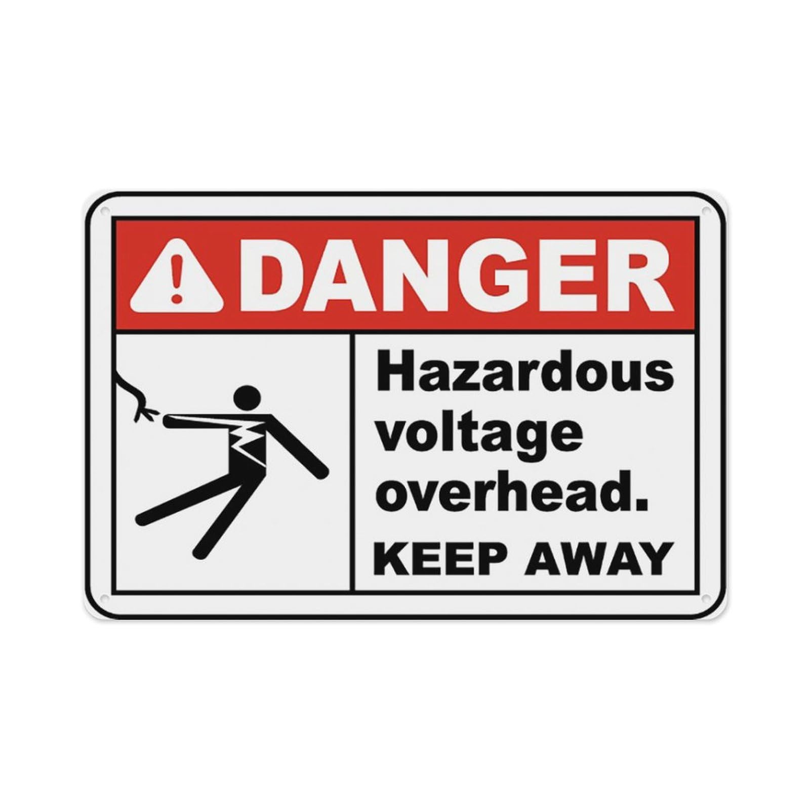 peiyeety Hazardous Voltage Overhead Sign Aluminum Tin Warning Signs For Home Outdoor Garden 8X12 Inches