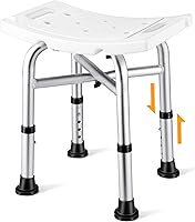 HIQUFET 500lb Heavy Duty Shower Chair for Inside Shower - 5 Height Adjustable Stool, 3-Min Quick Assembly Seat for Seniors & Adults