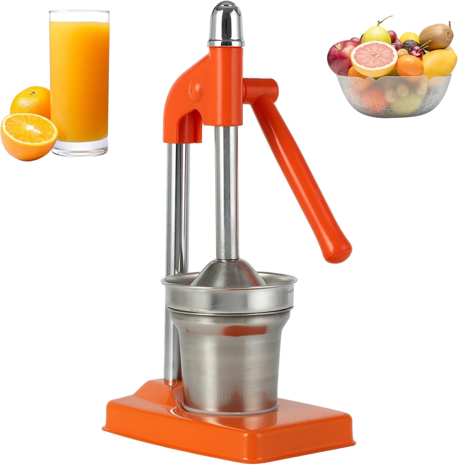 Juicer Hand Press Stainless Steel Manual Juicers Effortless Fruit Squeezer for Oranges, Citrus, Lemon More Hand Juicer Press, Manual, Squeezer