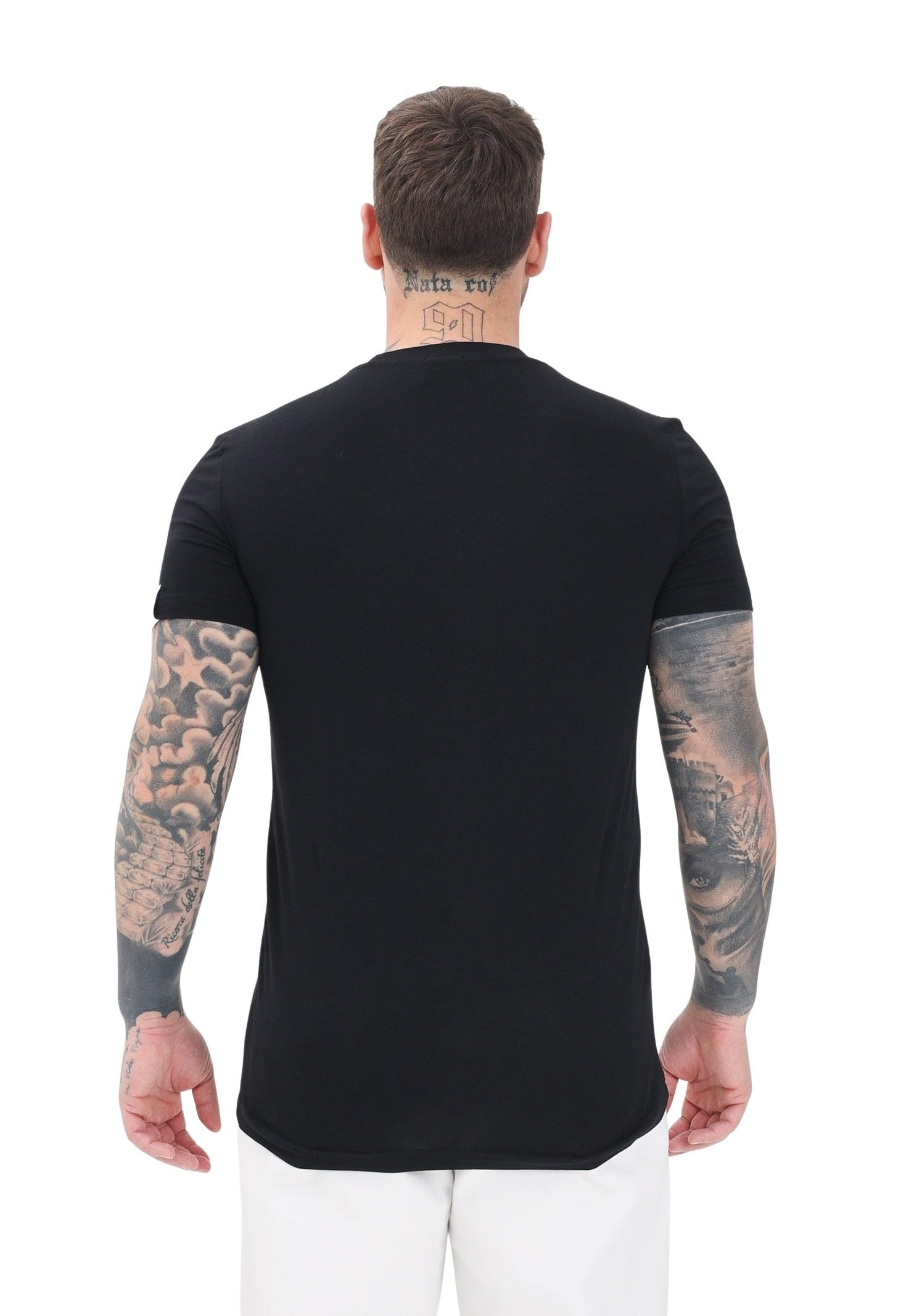 DSQUARED2 Camiseta de manga corta negra para hombre y mujer con parche logo