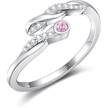 RIVIKO Infinity Symbol Birthstone Open Ring for Women Adjustable 925 Sterling Silver Rings Comfort Fit Size 6-9 Women Birthday Anniversary Valentines Christmas Jewelry Gift for Wife Mother Girlfriend Her