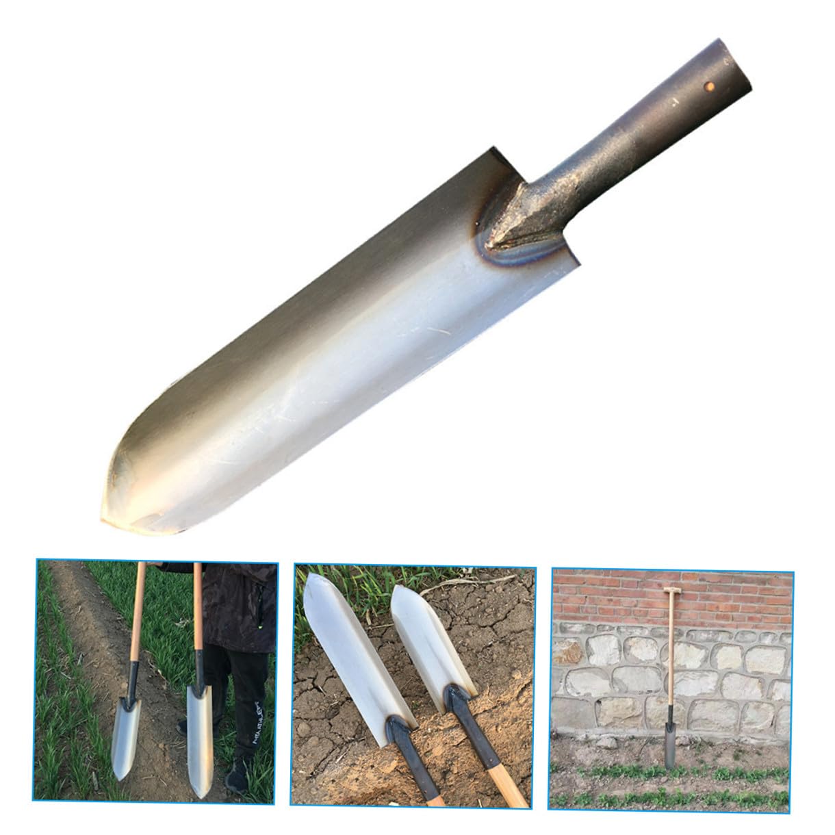 Pflanzspaten aus Stahl in Silber für Garten und Hof