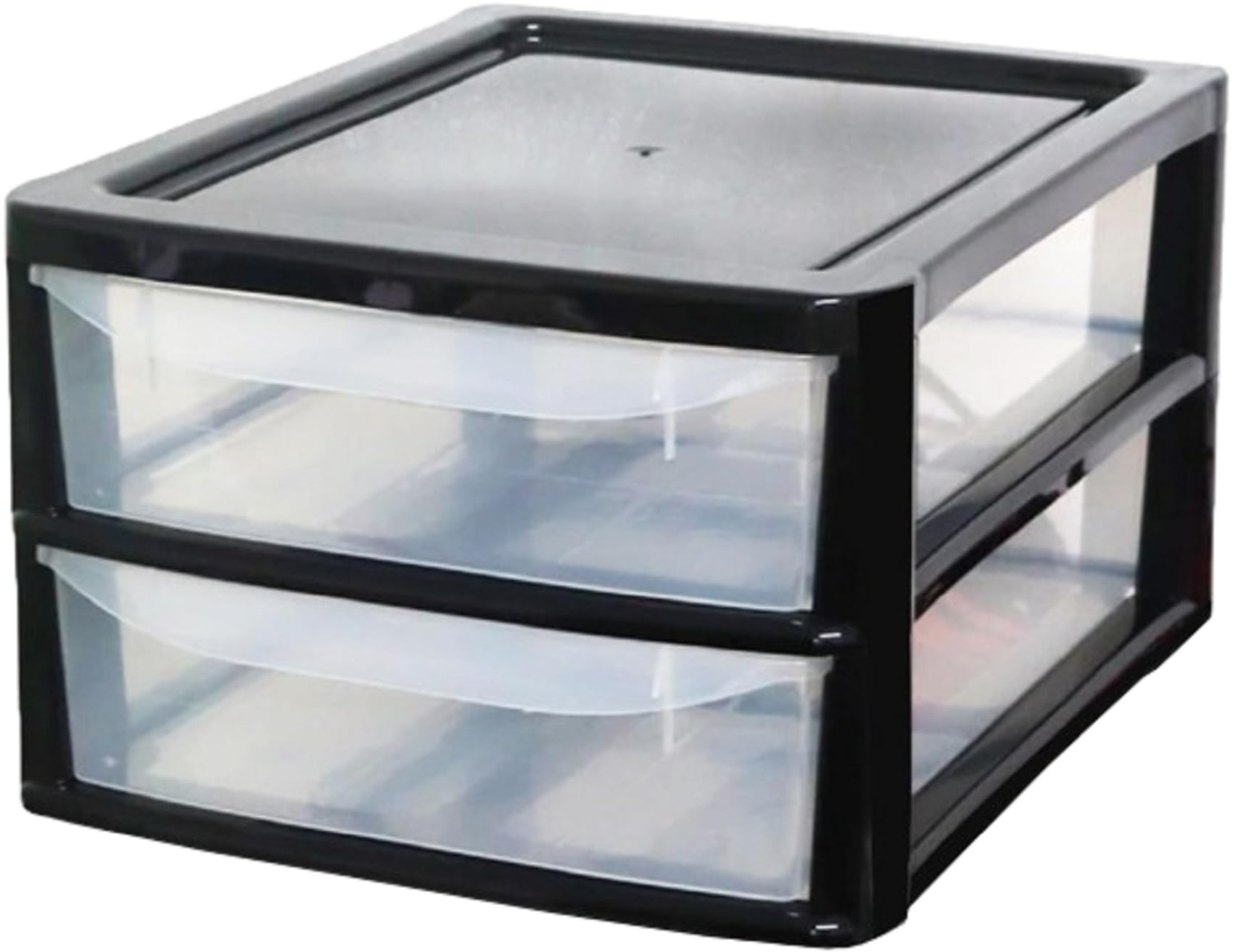A4 Plastic Slim Storage Drawers Tower Unit Office Desktop Tabletop Home School Garage Portable Desk Organizer 2|3|4|6|8 Tiers (A4 Plastic Small Black/Clear) (Black/Clear, A4 Slim 2 Drawers)