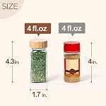 ComSaf 4oz 24Pcs Pots à épices en verre avec lids de bambou, contenants vides d'épices avec 93 Etiquettes, Conteneurs d'assaisonnement carré Ensemble d'essai et de supplément, Petites bouteilles d'ason pour sel, herbes, sucre, poivre