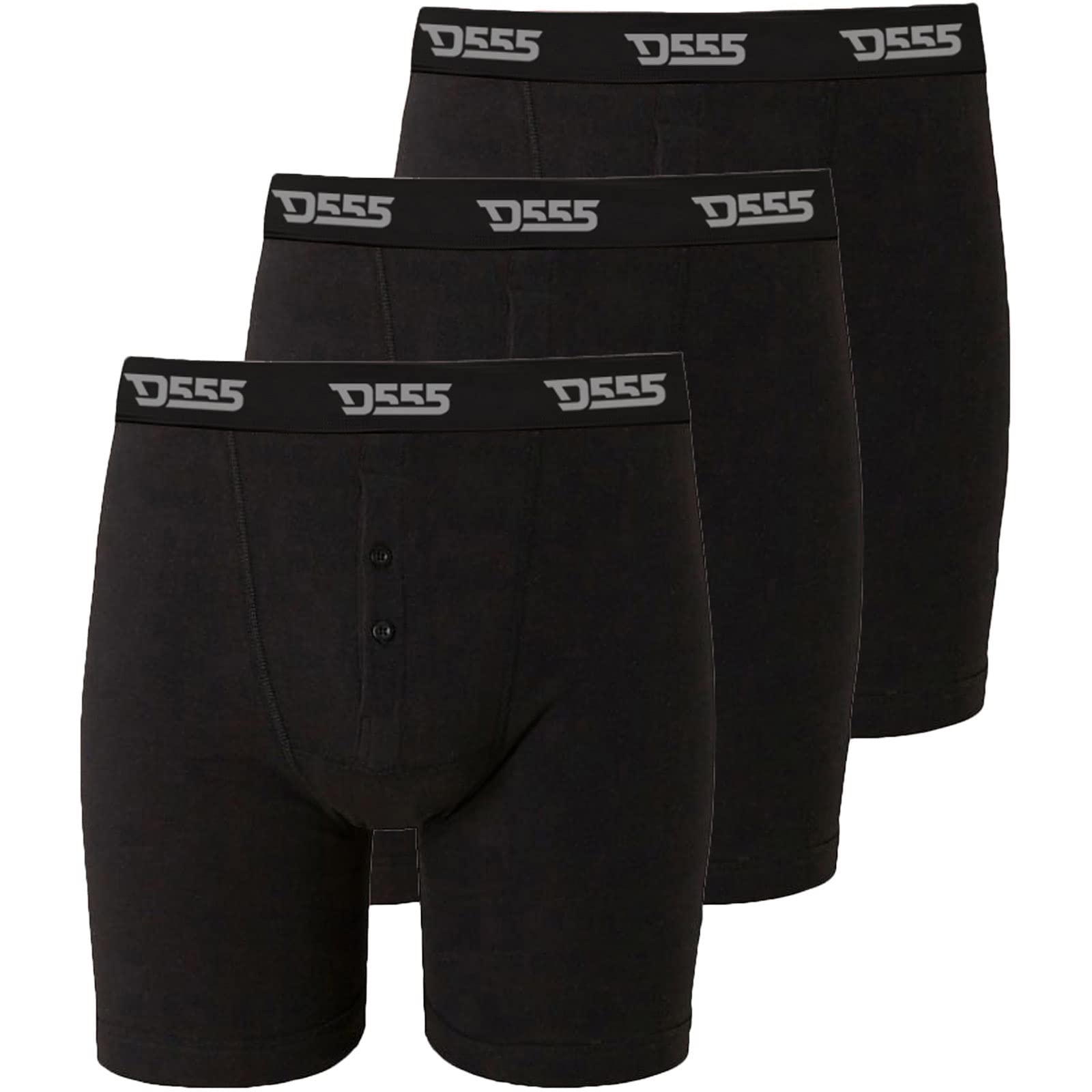 3 Pack of D555 Mens Driver II Kingsize Underwear Boxer Shorts - Black - 8XL