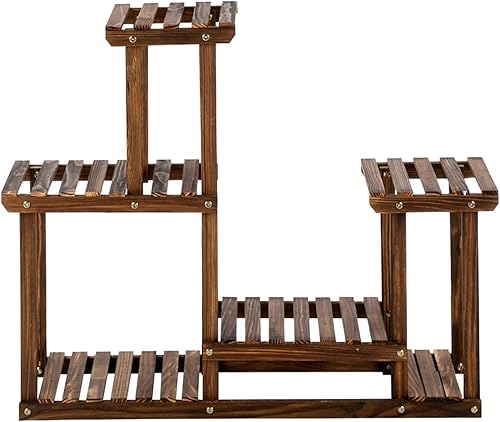 Soporte para plantas de interior, soporte de madera para plantas al aire libre, estante escalonado para múltiples plantas, soporte alto para plantas