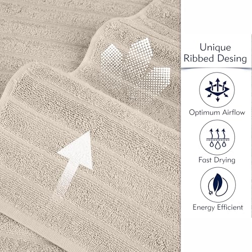 BERIBO Türkisches Handtuch-Set, 100% Baumwolle (Wolke), 620 g/m² (Beige)