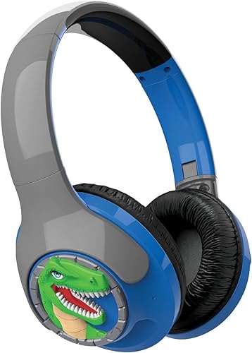 eKids Auriculares de dinosaurio para niños, auriculares Bluetooth con reducción de volumen para la escuela, el hogar o los viajes