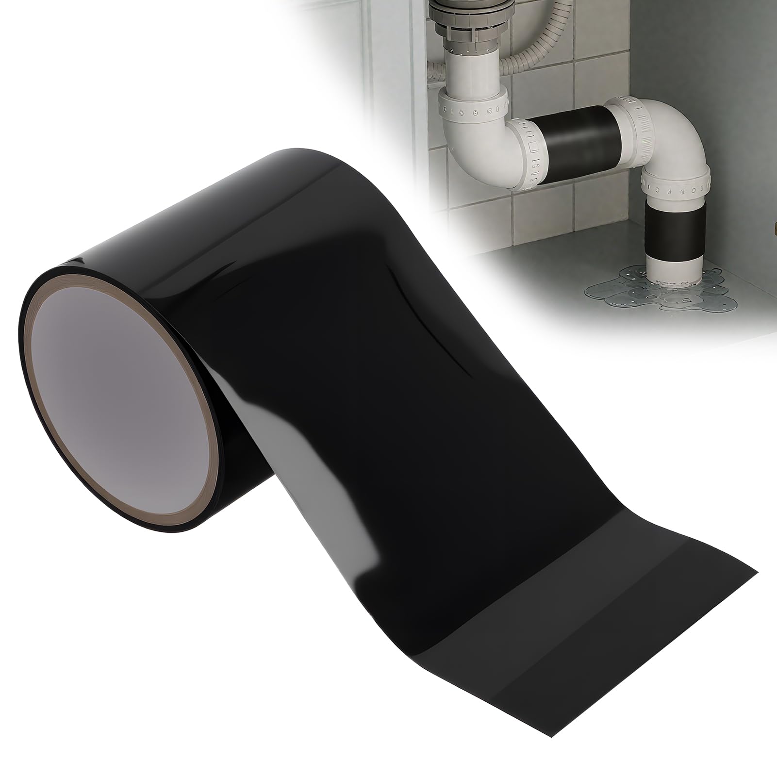 Ruban Adhésif Étanche Noir 10cm x 1.5m Réparation Tuyau Tente Extrêmement Résistant à l'Eau