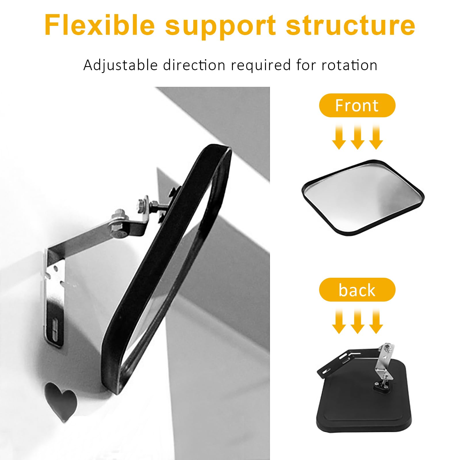 MeYuxg verkehrsspiegel, 16x19CM Quadratischer konvexspiegel, Tragbarer traffic mirror weitwinkelspiegel Blind Spot Reflective, Geeignet für Supermärkte, Kurven, Krankenhäuser, Garagen, Einfahrten