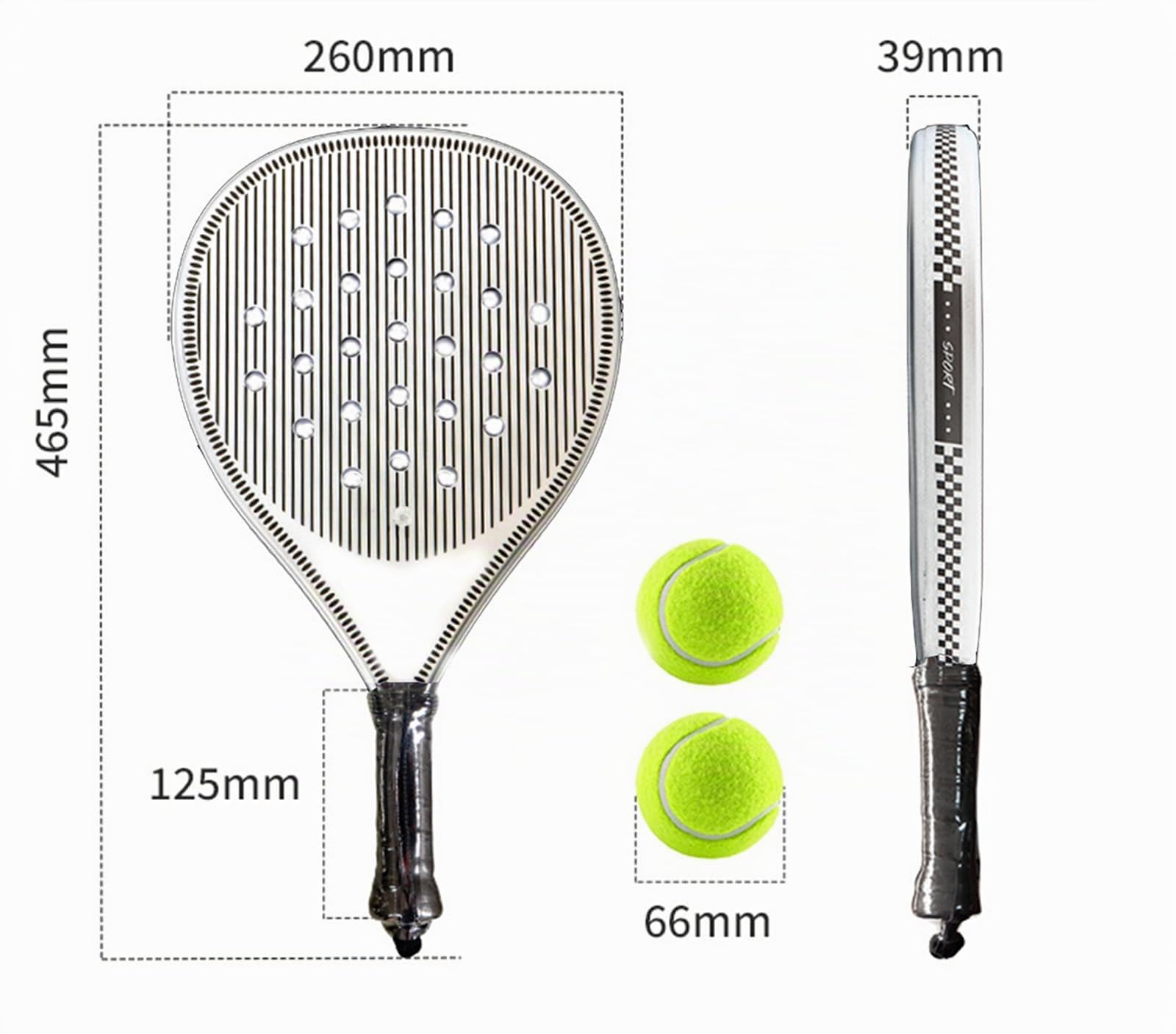 Padel Tennis Schläger Set für Einsteiger – Alles inklusive: weiße ABS-Schläger, Bälle & Tragetasche – Hohe Elastizität & einfache Handhabung – Ideal für Training & Freizeit