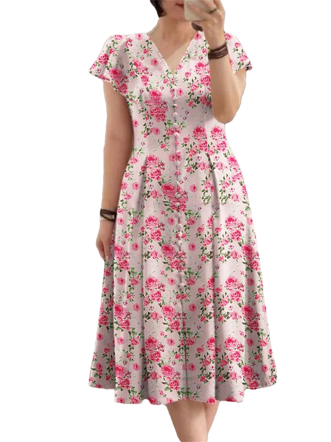 Damska elegancka sukienka kwiatowa damska z krótkim rękawem sukienka na imprezę szlafrok Femme Holiday Vestidos sukienki z nadrukiem