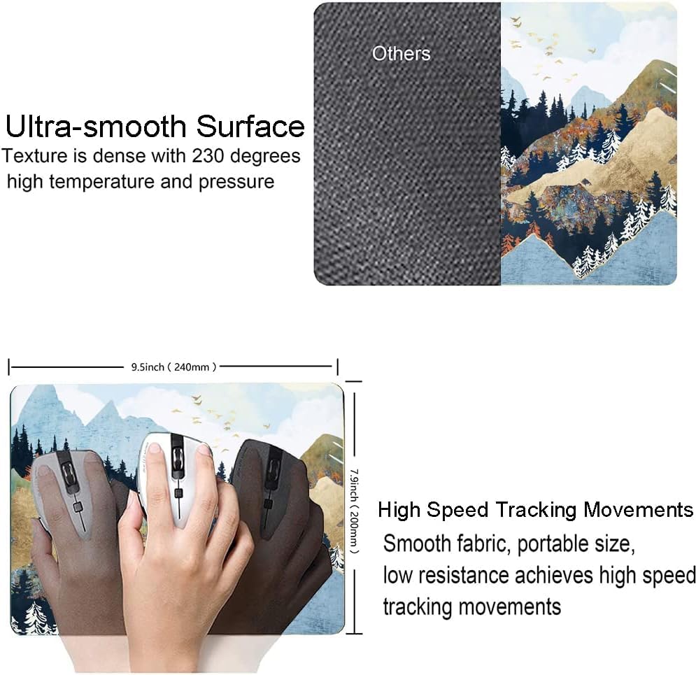 Image of Premium-Textured Mouse Pad, Non-Slip Rubber Base Mousepad for Laptop, Computer & PC, 9.5x7.9 in - Enhanced Precision, Ergonomic Comfort, Ideal for Gaming & Office (Abstract Landscape)