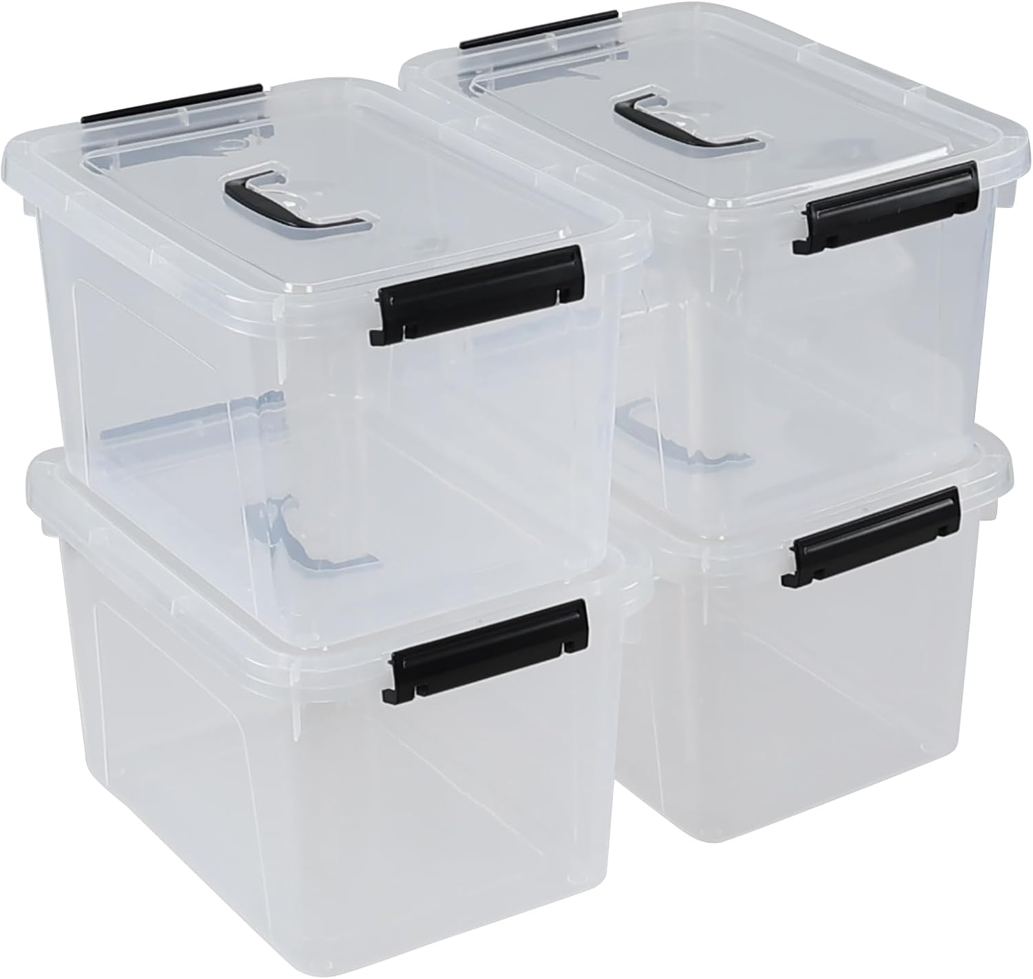 Kiddream 10.5 Quart Clear Storage Boxes, Plastic Bins with Lids and Handles Set of 4