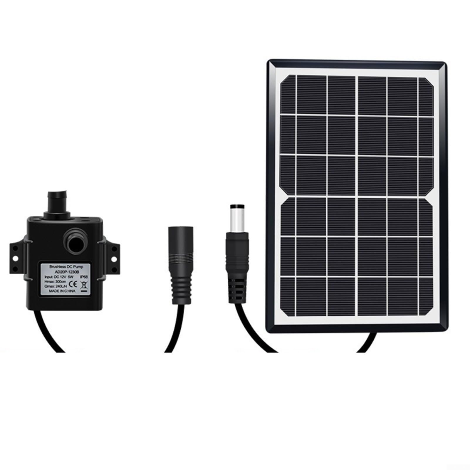 Pompa solare per laghetto da 9 V con portata 240 l/h, silenziosa per laghetti e giardino, 6 W/10 W, altezza di mandata 2,5 m (9 V 10 W)