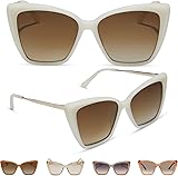 DIFF Becky II Designer Oversized Cat Eye Sunglasses for Women UV400 Gradient Lens Meringue + Brown Gradient