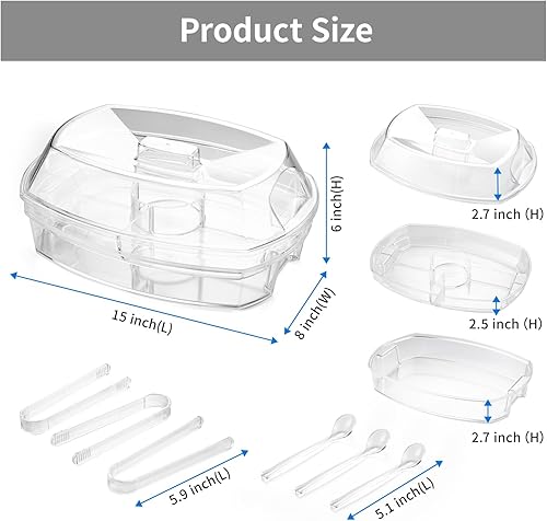 Miniatura 3 de Bandeja para servir en hielo, bandeja refrigerada, bandejas para servir que mantienen la comida fría, cuenco de cocina refrigerado con compartimento