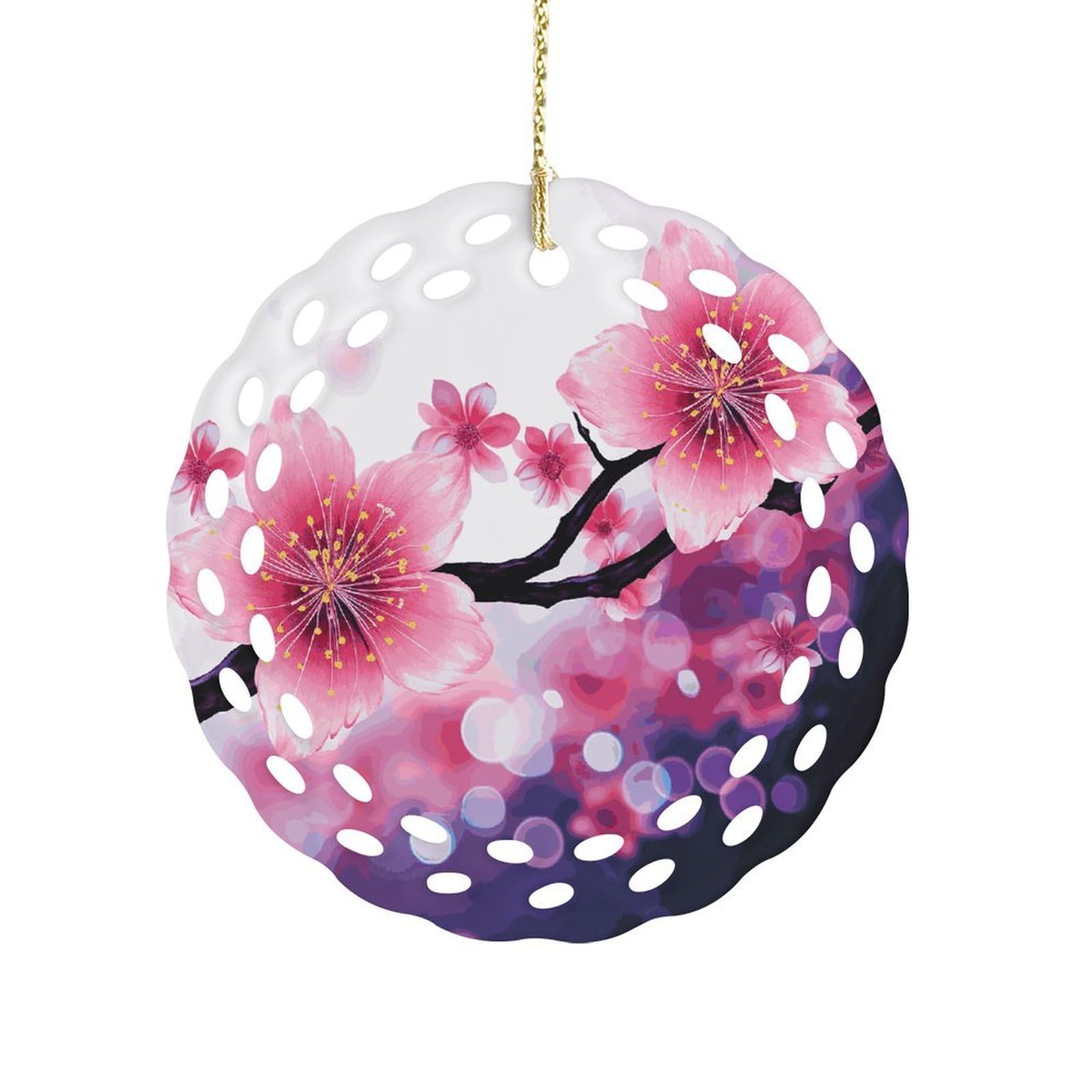 Fodpand Women's Style Flower2 Ceramic Ornament For Home Decor 3.2" Round Tree Decoration Christmas Ornaments For Men Double-Sided Design