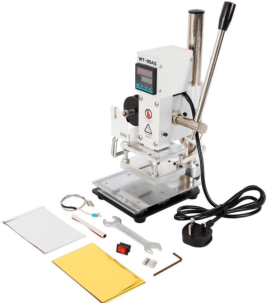 PRIT2016 1PC Manual Digital Hot Foil Stamping Marking Logo Embossing Machine PVC Card Leather Bronzing Printer Temperature Control with Foil Holder Tipper Stamper 8 * 8 * 10cm 300W