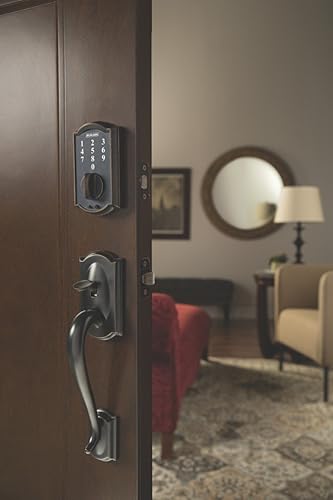 Miniatura 4 de SCHLAGE BE375 CAM 716 Camelot Touch - Cerrojo de seguridad, bronce envejecido  SCHLAGE FE285 CAM 716 Acc RH Camelot - Manija de entrada frontal con