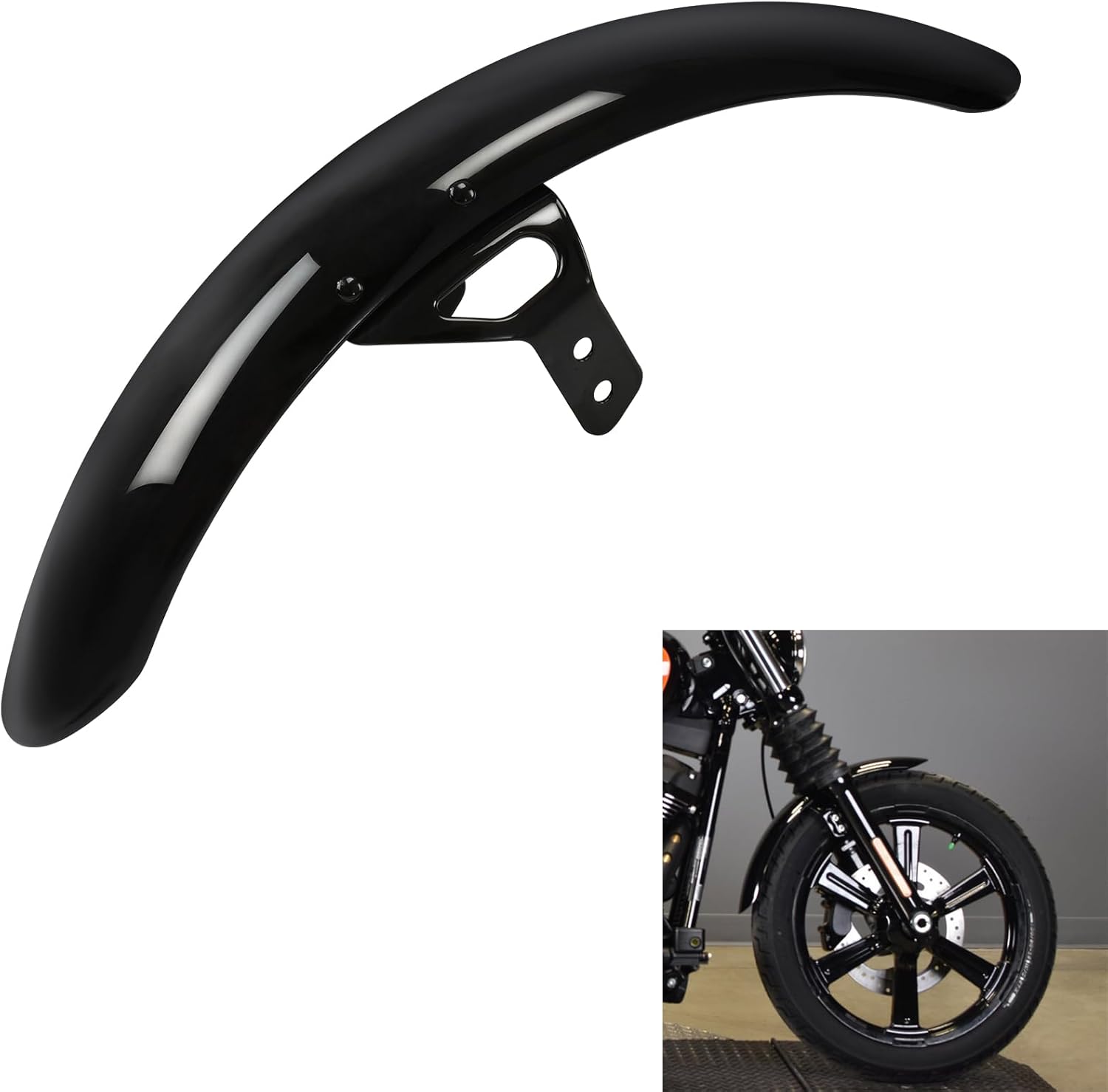 TCMT Black Front Fender Fit For Harley Street Bob FXBB/FXBBS 2018-2025 FXDB 2006-2017 Softail Standard FXST 20-25 Low Rider S FXDLS 16-17 Super Glide FXD 06-10 Custom FXDC 06-14