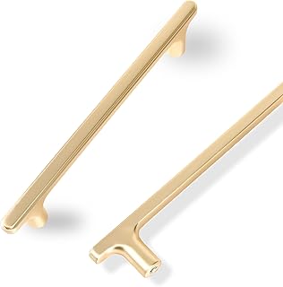 Cotykiley 6 Pack 5 Inch(128mm) Brushed Brass Cabinet Handles Gold Kitchen Cabinet Pulls Cabinet Door Handles Kitchen Cabinet Hardware Cupboard Drawer Pulls Dresser Handles