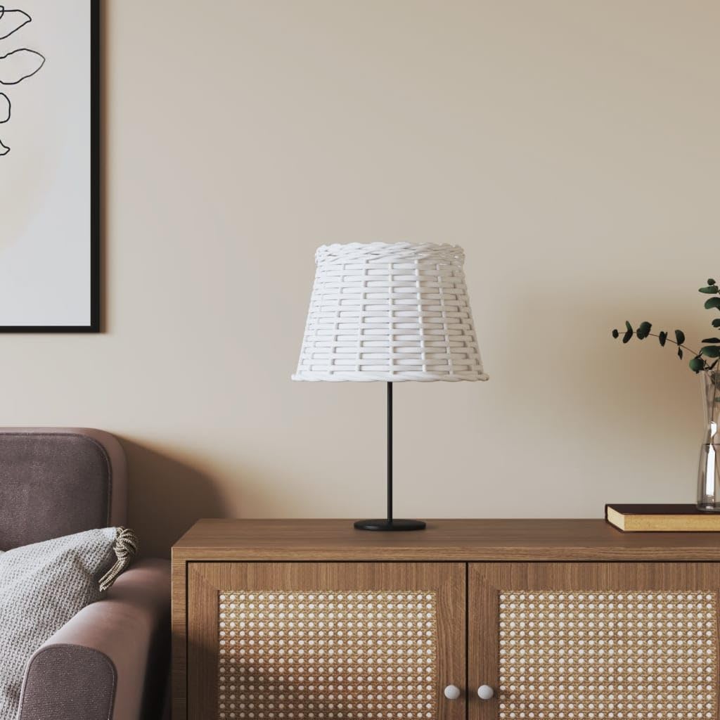 Klosz lampy biały Ø 25 x 17 cm wiklina, ręcznie wykonany abażur do lampy stołowej, lampa stojąca, lampa wisząca, lampa ścienna do salonu, sypialni, z rozpraszaniem światła i