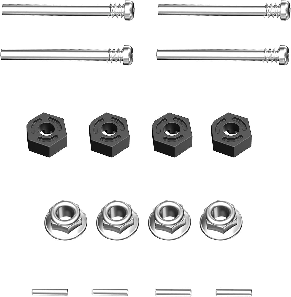 KS002 Accessories Wheel Hex, Pins, M4 Lock Nut, Round Head Half Thread Screws, Spare Parts RC Vehicle Accessories for All 1/14 1/16 Scale