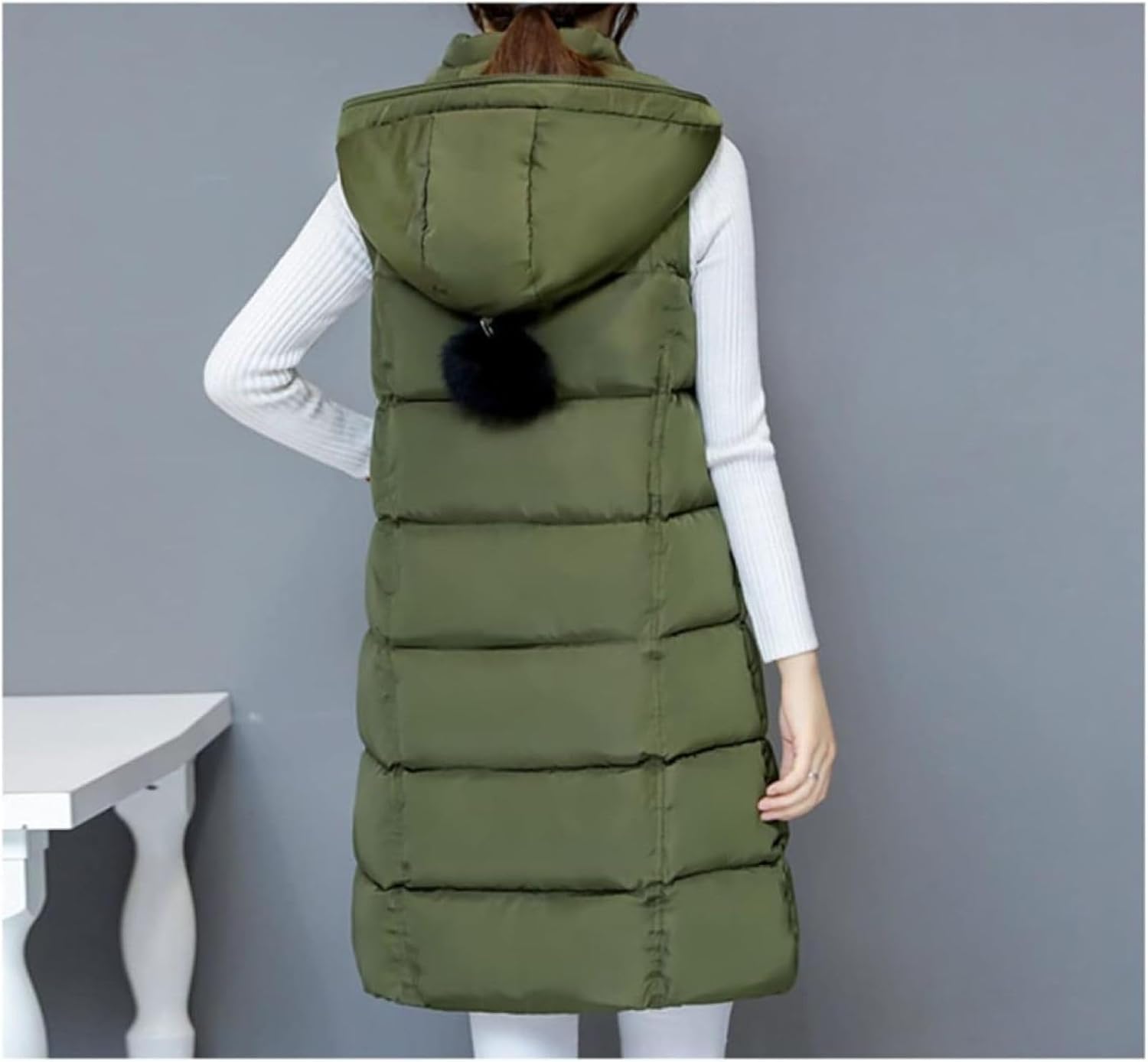 [ZKYSO] ダウンベスト レディース ロング 中綿チョッキ 秋冬 アウター 保温 着痩せ フード付き 冬物 通学 カジュアル ア