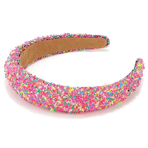 Miniatura 8 de Atoden Diadema negra con diamantes de imitación para mujer, bandas acolchadas para el cabello de mujer, diadema antideslizante de lentejuelas con