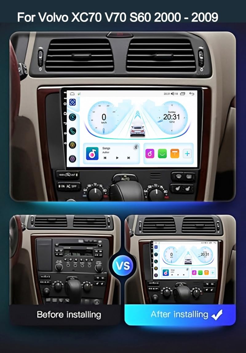 9-calowy dotykowy radio GPS dla Volvo XC70 V70 2000-2009, obsługuje BT WiFi Mirror Link 4G sterowanie z kierownicy | HM607 8 Core 4G+Wifi 2+64GB