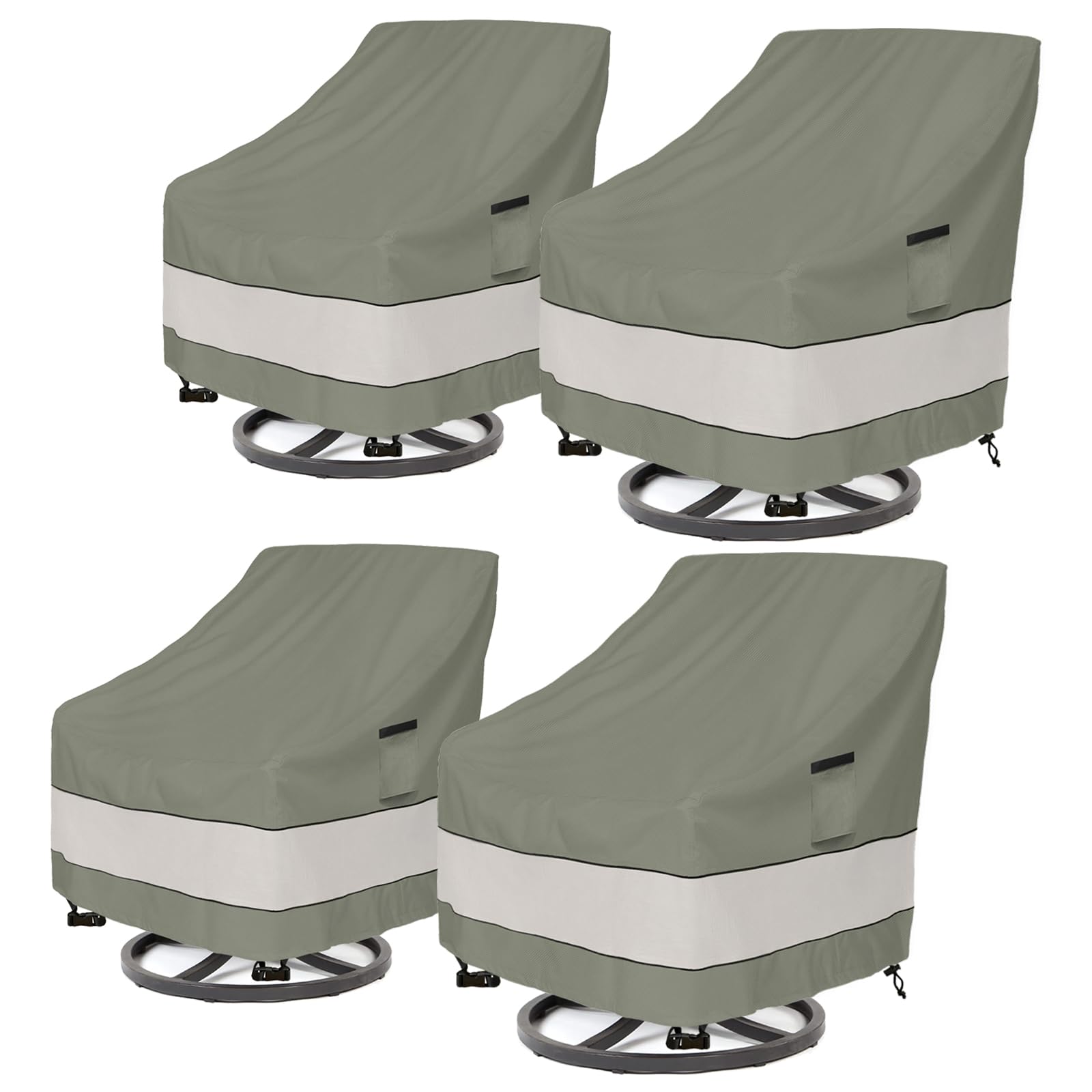 Aacabo Outdoor Swivel Chair Cover 4 Pack,Waterproof 100% Outdoor Patio Chair Covers,35W x 37 D x 38.5 H inches,Outside Furniture Lounge Deep Seat