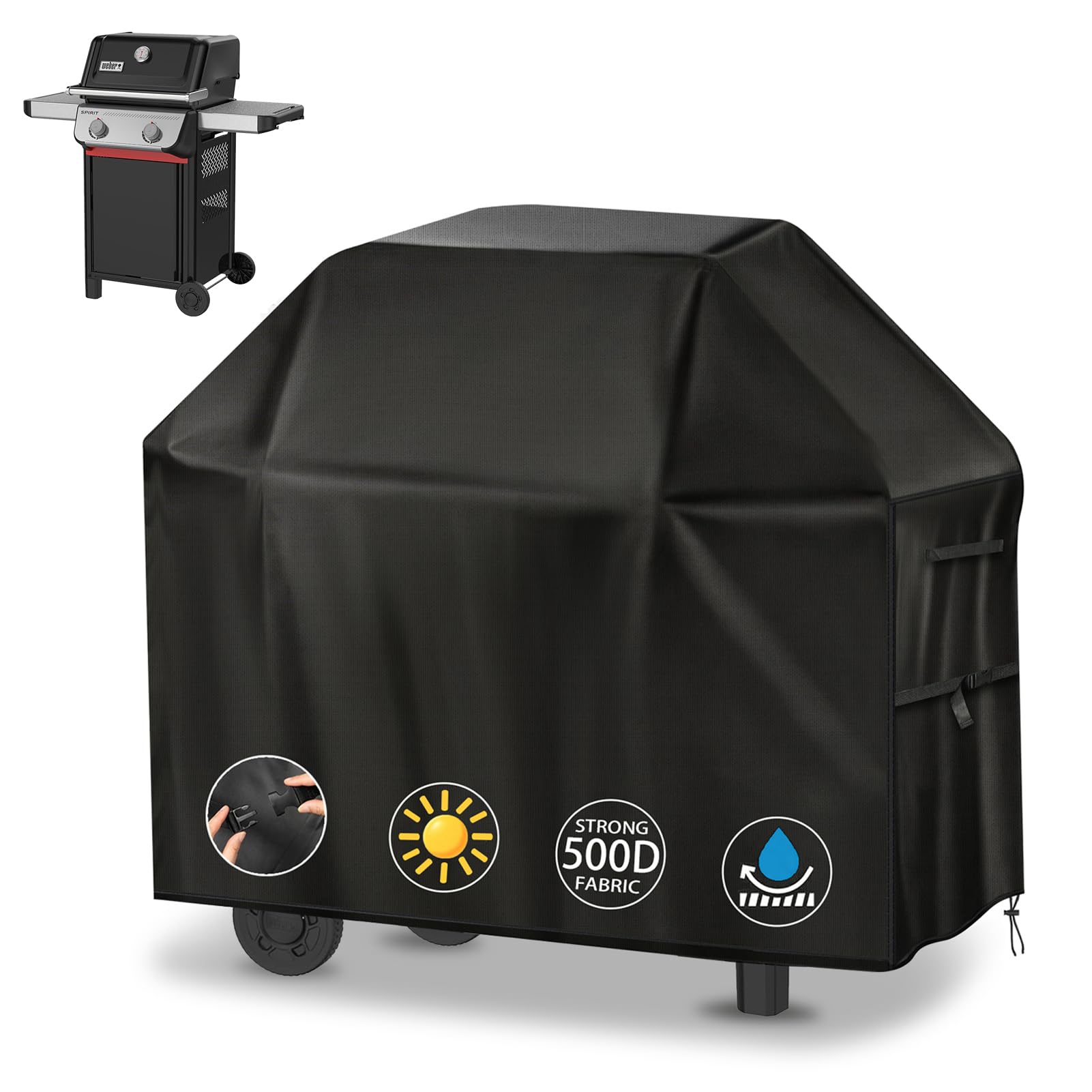 Yewkoisl Barbecue Covers - 117x66x117cm BBQ Covers Waterproof Outdoor 500D Oxford with Windproof Buckle and Handle, BBQ Cover for Weber, Char Broil