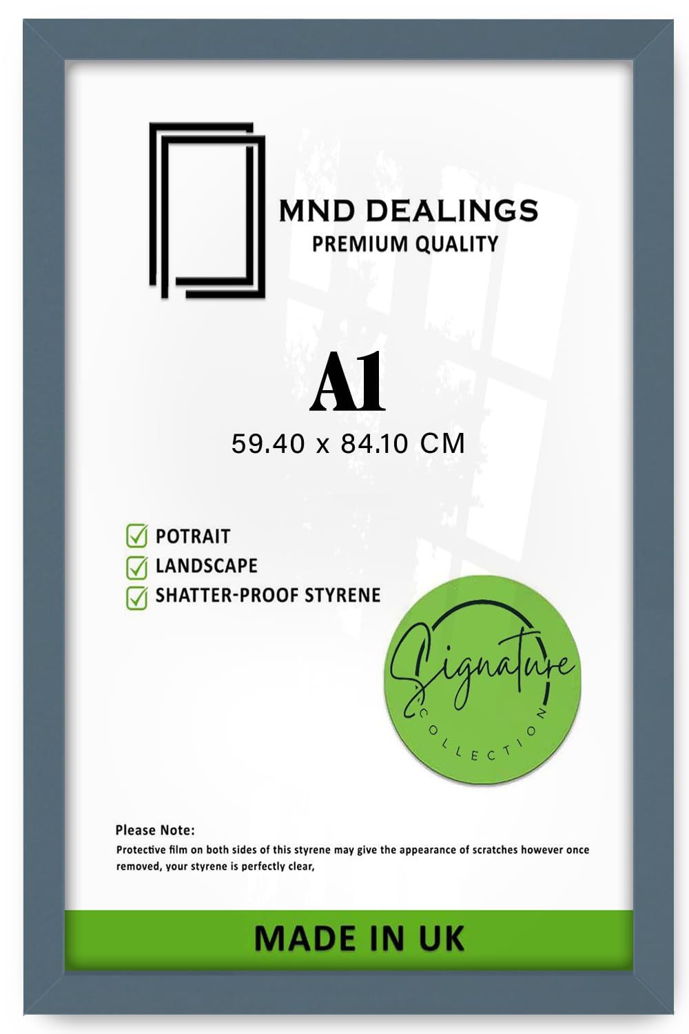 MND Dealings | MDF Picture Frame A1 (59.40 x 84.10 CM) Ideal for Wall Gallery, Art & Portrait Display, 33X23 Inch Beautiful Room Interior & Office Décor Frame [ Dark Grey ]