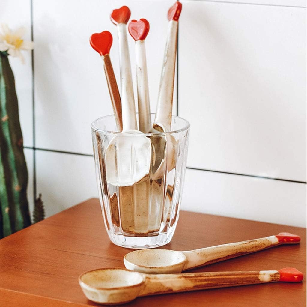 TOMYEUS China スープスプーン ツーピース カップル 家庭用スプーン レトロ セラミック デザートスプーン キッチンツー