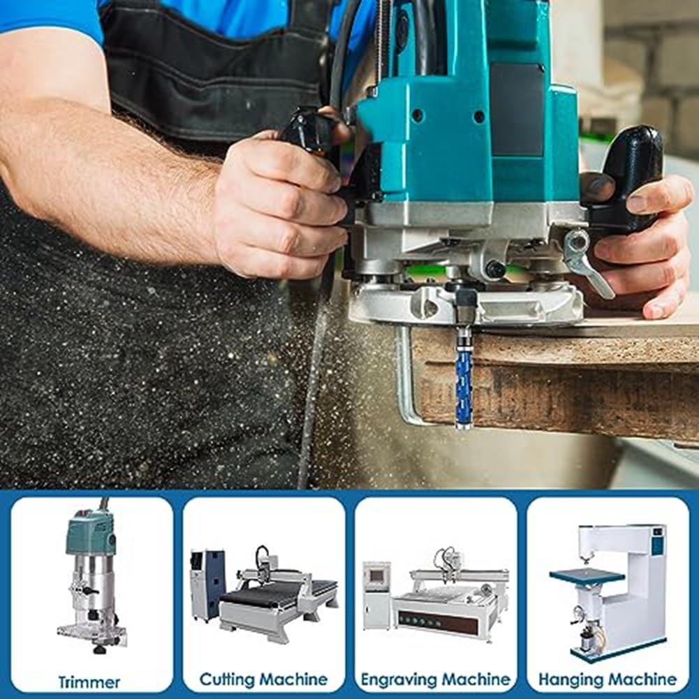 Punta per Fresatura A Filo da 2 Pezzi, Gambo da 1/2 Pollice, Utensile per Rifilatura A Spirale A Doppio Cuscinetto, Fresa per la Lavorazione del Legno, per Legno