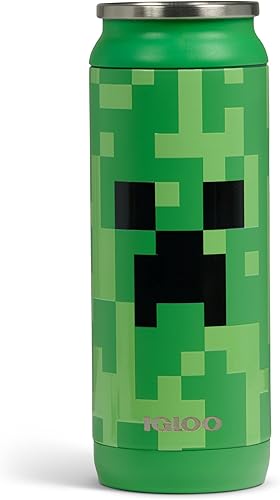 Miniatura 13 de Igloo MineCraft Creeper 20 oz Vaso con luz de sipper para deportes, botella de hidratación de acero inoxidable con tapa y pajita, botella de agua