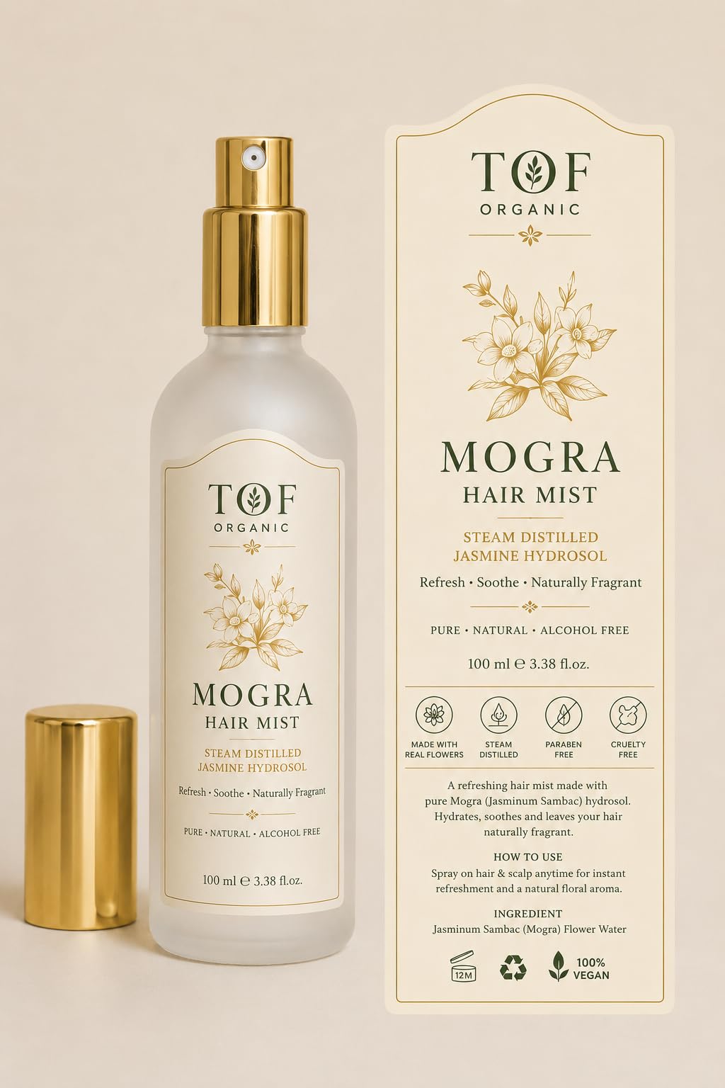 TOF Organic Mogra Hair Mist | Pure Jasmine Hydrosol Hair & Scalp Mist | Alcohol-Free | Refreshes, Soothes Scalp & Adds Natural Floral Aroma | 50 ml-picture-20