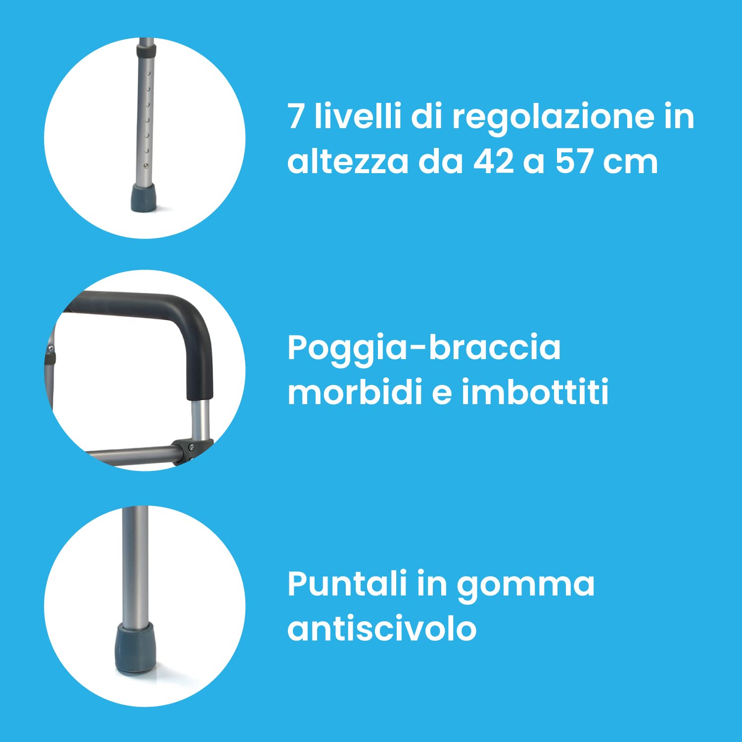 Comoda WC per Anziani Pieghevole Leggera 4 in 1 Sedia da Comodo Regolabile Sgabello Doccia e Bagno Rialzo WC Water per Disabilità