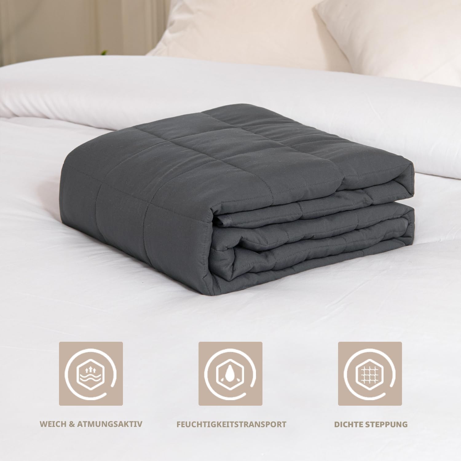 Good Nite Gewichtsdecke 8kg 150x200cm Schwere Decke Weighted Blanket Grau