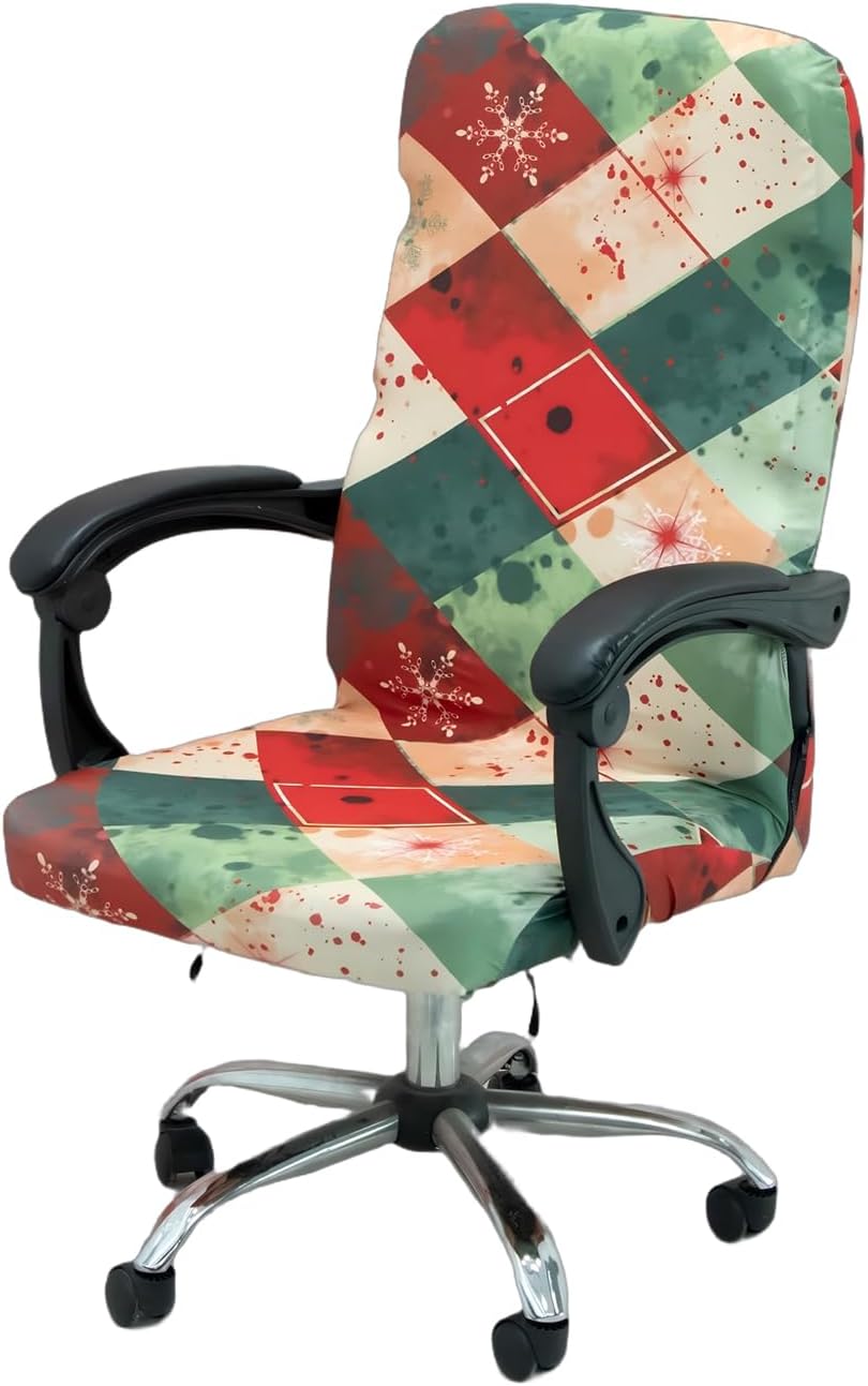 Chritmas Office Chair Covers Universal Protective Stretchable Slipcover for Modern Simplism Style High Back Boss Chair (No Chair)… (XMAS09, L)