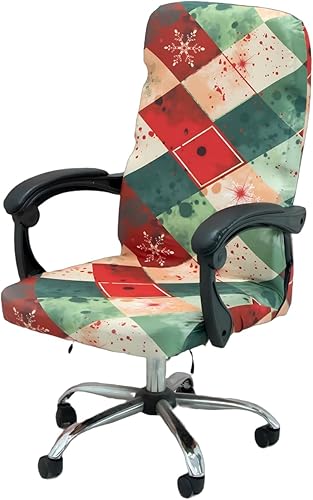 Miniatura 6 de Funda para silla de oficina de Navidad, universal, extraíble, lavable, antipolvo, con estampado de bastón de caramelo, reno, manoplas, diseño de