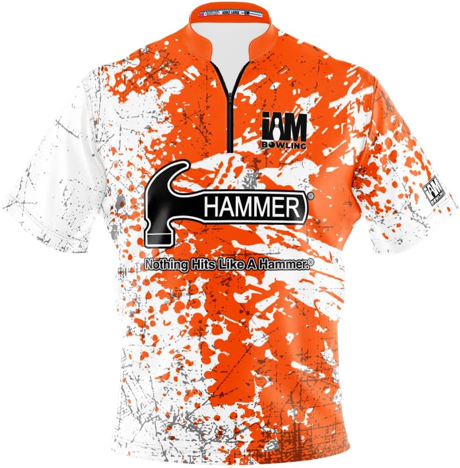 Logo Infusion I AM Bowling Jersey Short Sleeve Sash Collar 2221-HM Made in USA Hammer