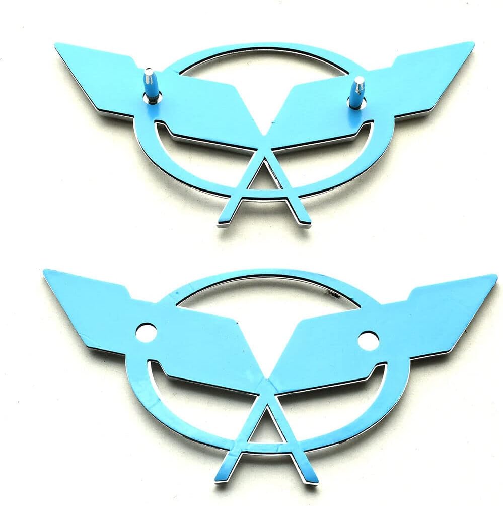 Pair Set 1997-2004 Corvette C5 Front Nose Emblem and Rear Deck Lid 3D Crossed Flags Badge Replacement for Corvette (Black Red)