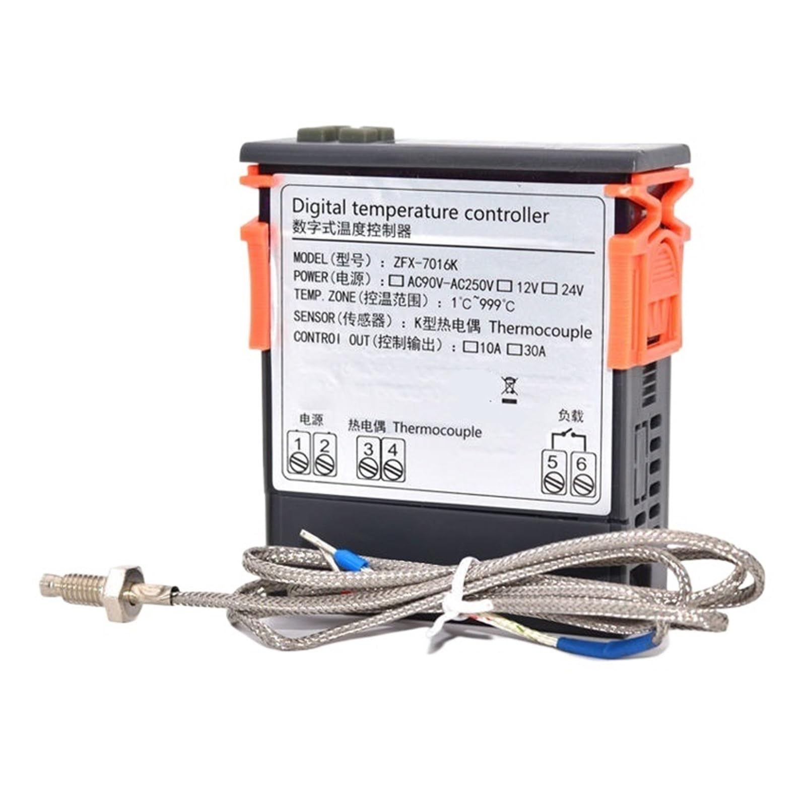 mXCDtRptJ ZFX-7016K Digital Thermostat Controller K Type Sensor -50-999℃ 10A 30A AC90-250V(30A AC220V)