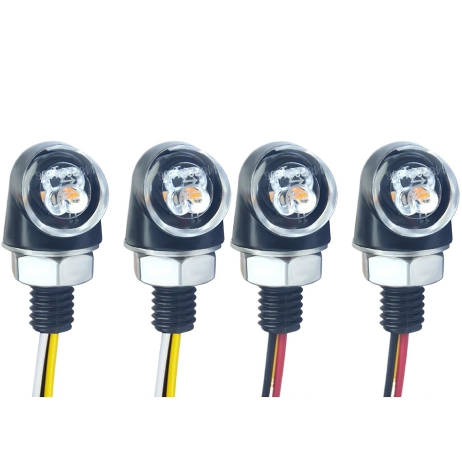 Luces señalización Luces De Señal Giro Lámpara Intermitente | Luces de señal de 8 mm Lámpara indicador intermitente DRL Luces de parada de freno(2pcs white 2pcs red)