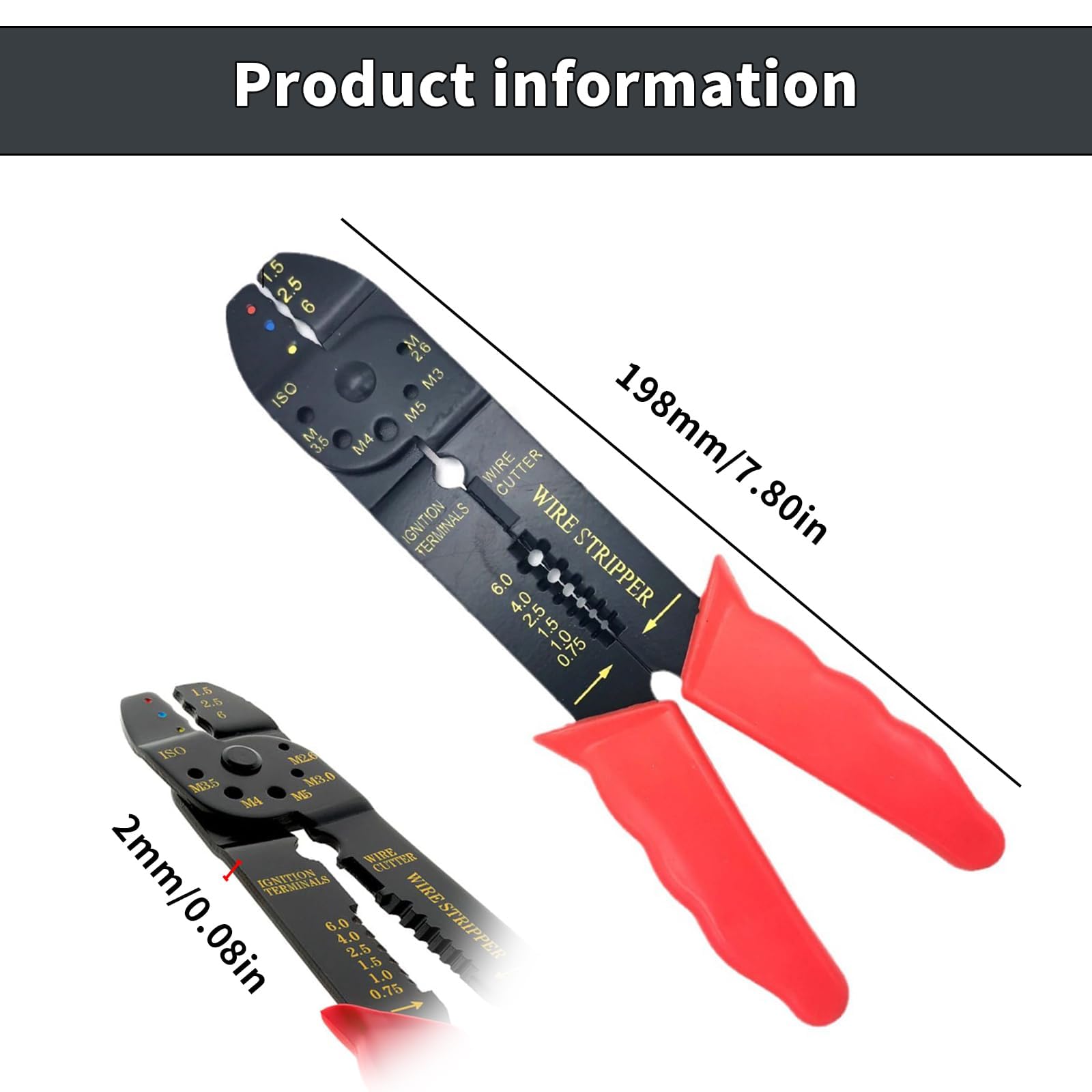 ASIRYVA 1 Pcs 4-Way Wire Crimping Tool, Multifunctional Cable Stripper & Crimping Pliers for 0.75/1/1.5/2.5/4/6mm Wire - Image 2