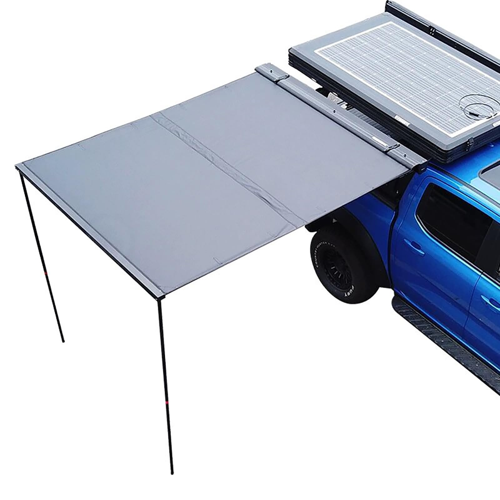 FHRKA Pull-Out Car Side Awning, Vehicle Awning PU5000mm + Rooftop Sun Shelter, Retractable Truck Tent Shade for Camping & Overland (200x300x110~210cm)