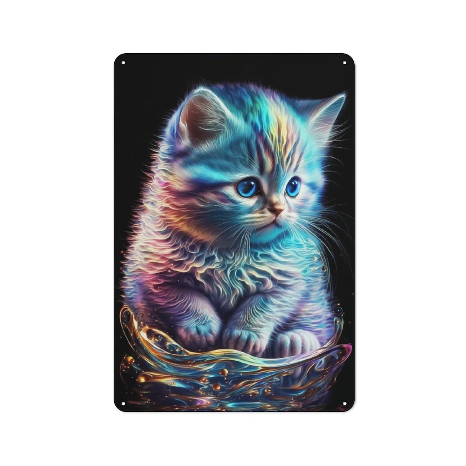 Vintage Cafe Metal Sign 30x20cm Featuring Cute Nebula Kitten, Bistro Wall Plaque for Cafe, Bistro, Bakery Or Restaurant