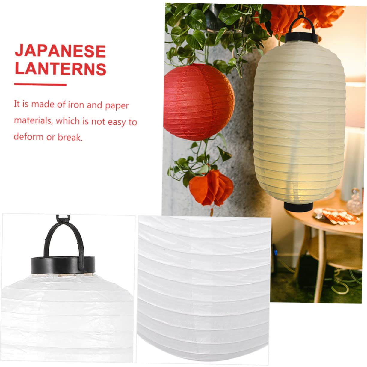 jojofuny Lanterne di Carta Giapponesi LED Riutilizzabili Bianche 2 Pezzi Luce Decorativa Ricaricabile per Decorazioni in Centri Commerciali e Altri Ambienti